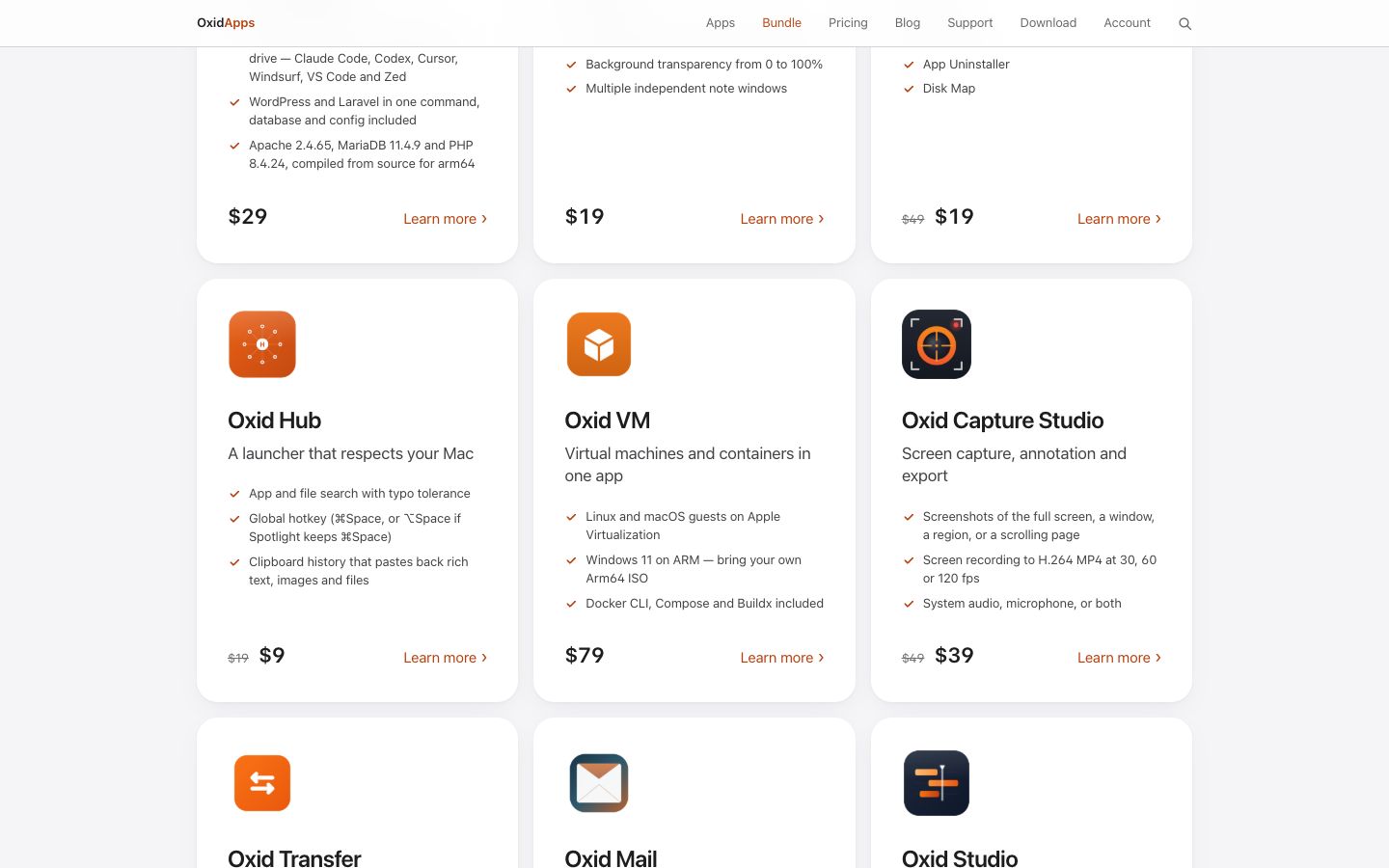 The Oxid Apps line-up of native macOS apps